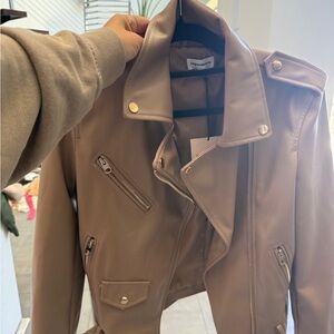 Superdown revolve Women's Taupe faux leather Jacket NEW